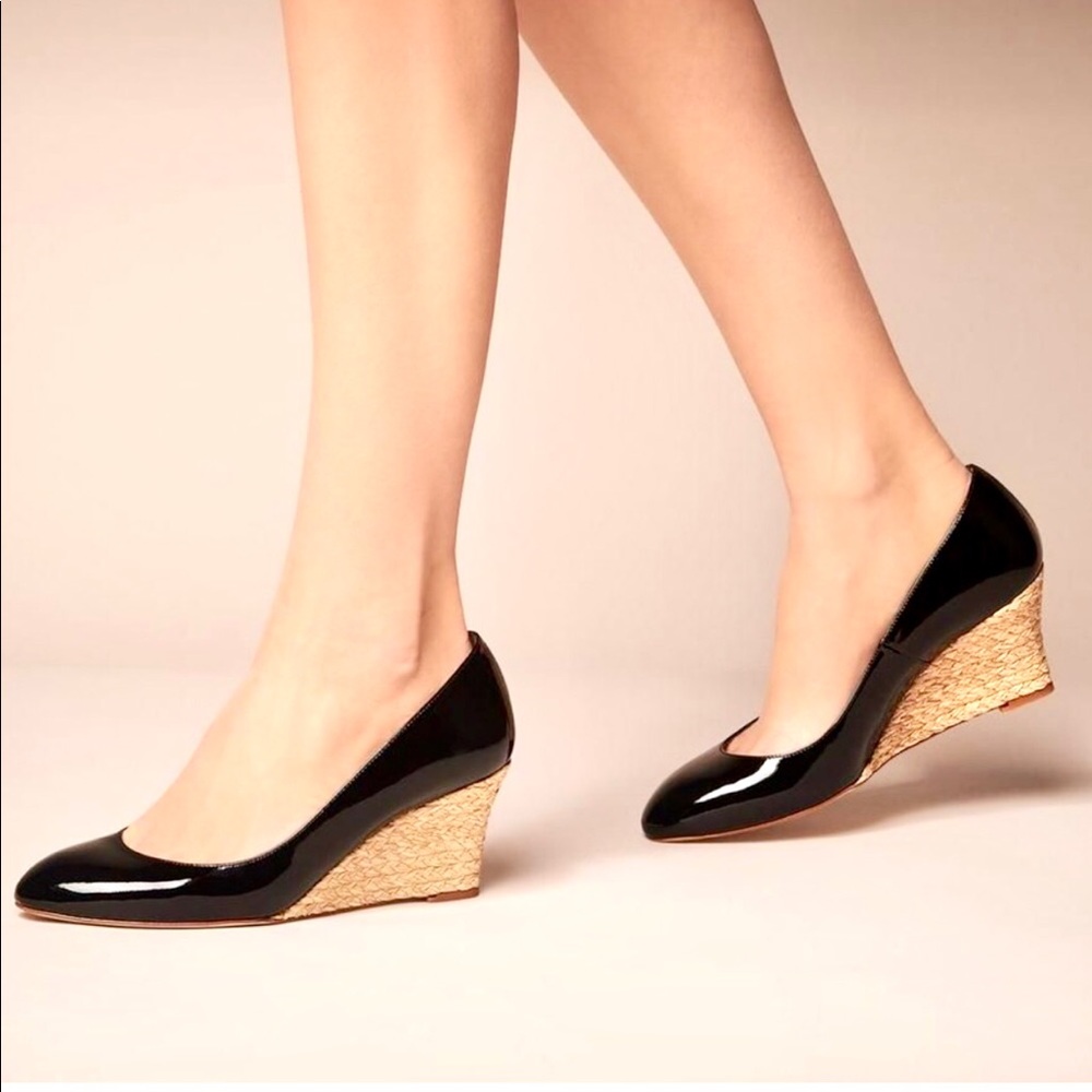 Patent leather wedges